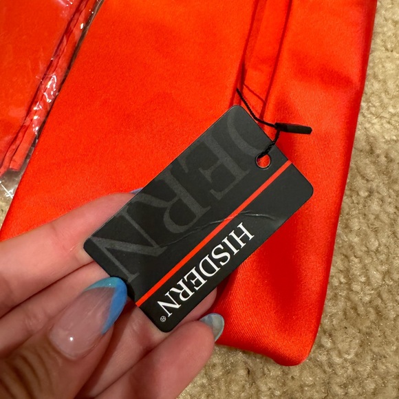 Bright Red Tie and Pocket Square - Picture 2 of 4